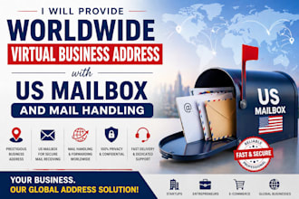 provide worldwide virtual business address with US mailbox and mail handling