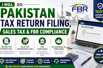 do pakistan tax return filing, sales tax and fbr compliance