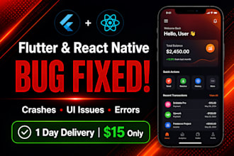 fix flutter react native app bugs crashes and UI issues fast