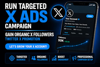 run targeted x ads campaign, gain organic x followers, twitter x promotion