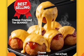 design appetizing food posters for your tiktok shop and social media