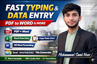 do fast typing, data entry, PDF to word, and copy paste work