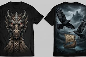 design a dark and mystical viking streetwear tshirt