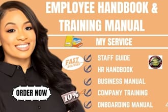 create a business staff training manual, employee onboarding handbook guide