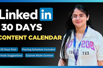 create a 30 day linkedin content calendar for your personal brand