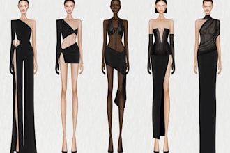 create fashion design illustration and technical drawing