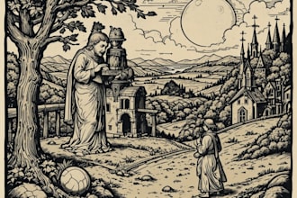 make a medieval woodcut style illustration