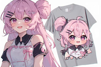 create amazing anime t shirt design cartoon t shirt design