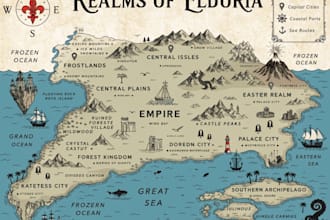 make raw fantasy map or ship illustration with cool details