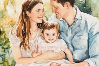 create a watercolor family portrait