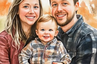 make watercolor family portrait