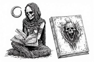 create dark art illustrations in pen and ink