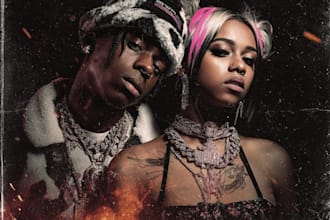 design a rap or trap album cover art with parental advisory