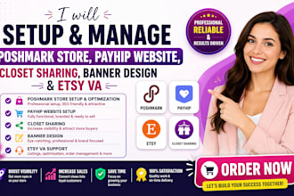 setup poshmark store payhip website closet sharing banner design etsy va