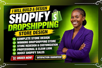 build, design or redesign shopify dropshipping store, wordpress, wix store