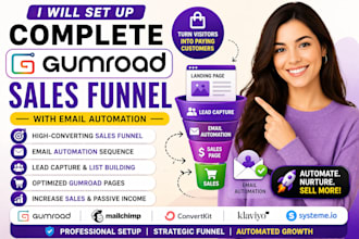 set up complete gumroad sales funnel with email automation