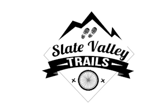 design unique slate valley trails logo for hiking and biking