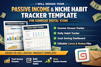 design passive income niche habit tracker template gumroad digital product store
