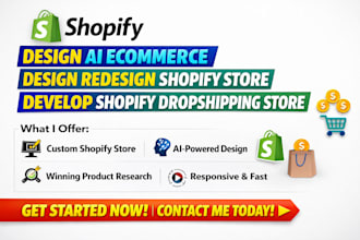 design ai ecommerce shopify dropshipping business website shopify store redesign