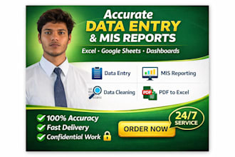 data entry, excel work, mis reports, and dashboards