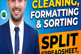 clean, format, merge, split excel data