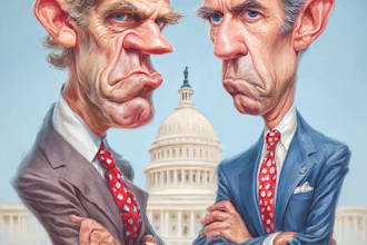 create funny and clever political cartoon illustrations