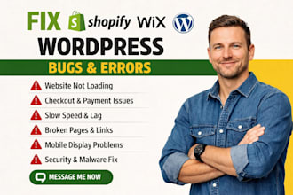 fix shopify wordpress wix website bugs errors checkout issues speed optimization
