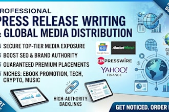provide SEO press release distribution on premium  outlets
