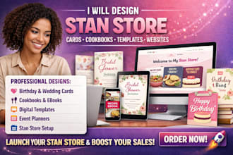 design stan store birthday weeding card cookbooks templates event planners