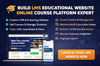 build lms educational website, online course website education, tutor lms