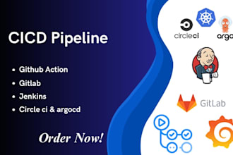 create cicd pipeline with github action, gitlab, jenkins, circle ci and argo cd