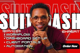 setup automate suitedash CRM client portal flows dashboard