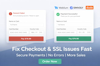 fix weblium simvoly duda checkout payment and SSL issues fast