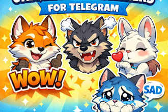 draw unique furry stickers for telegram