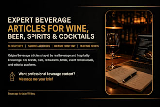 write beverage articles on wine, beer, spirits and cocktails