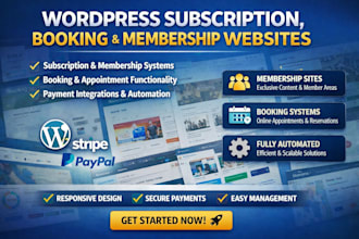develop wordpress subscription website, wordpress booking membership website