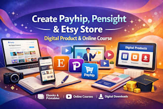 create payhip store website  pensight etsy store digital products online caurse