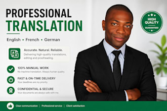 write, edit or translate texts in english, french and german