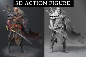 sculpt 3d action figure, character model for 3d printing stl, zbrush resin print