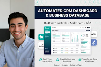 build automated crm dashboard and business with makecom n8n airtable