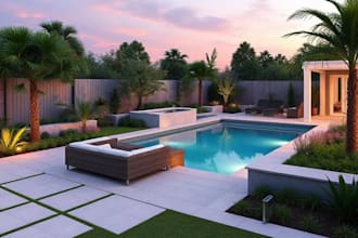 design layout 2d, landscape garden, backyard, pool