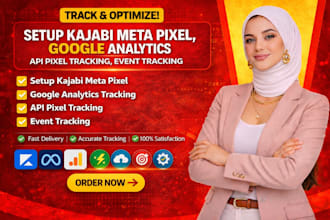 setup kajabi meta pixel, google analytics, API pixel tracking, event tracking