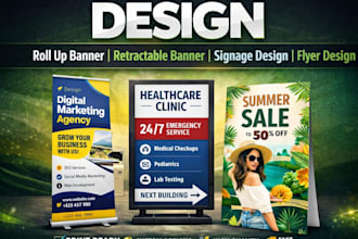 design roll up banner retractable banner signage design flyer design