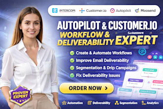 setup email campaign, automate workflow, fix deliverability on moosend, intercom
