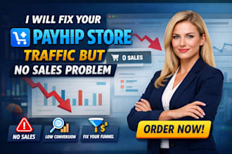 fix  payhip store audit sales funnel conversion traffic but no sales problem