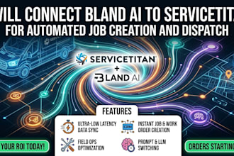 connect bland ai to servicetitan via API for automated job creation and dispatch