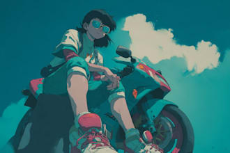 draw a retro 80s 90s anime illustration