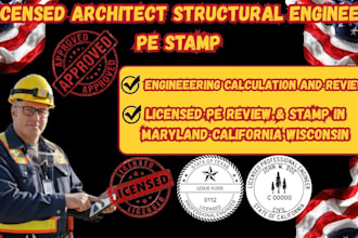 licensed architect structural engineer pe stamp in maryland california wisconsin