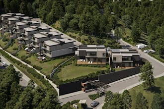 develop hillside property,villa housing development,master plan render,townhouse