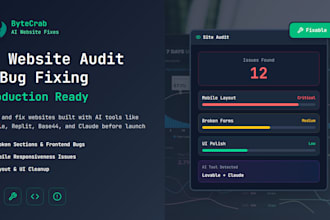 audit and launch your vibe coded site built on lovable, replit, base44 or claude